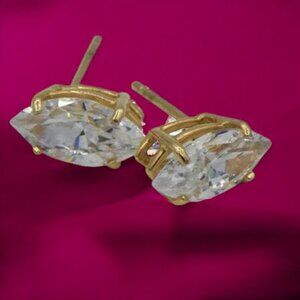 EUC Vintage Carla 14K & CZ Marquise Cut Stud Earrings